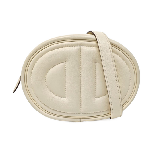 HERMÈS In-The-Loop Cream Swift Leather Quilted Embossed Shoulder Bag with Detachable Strap, Silver Hardware, Z Clasp-(SKU)-968173215