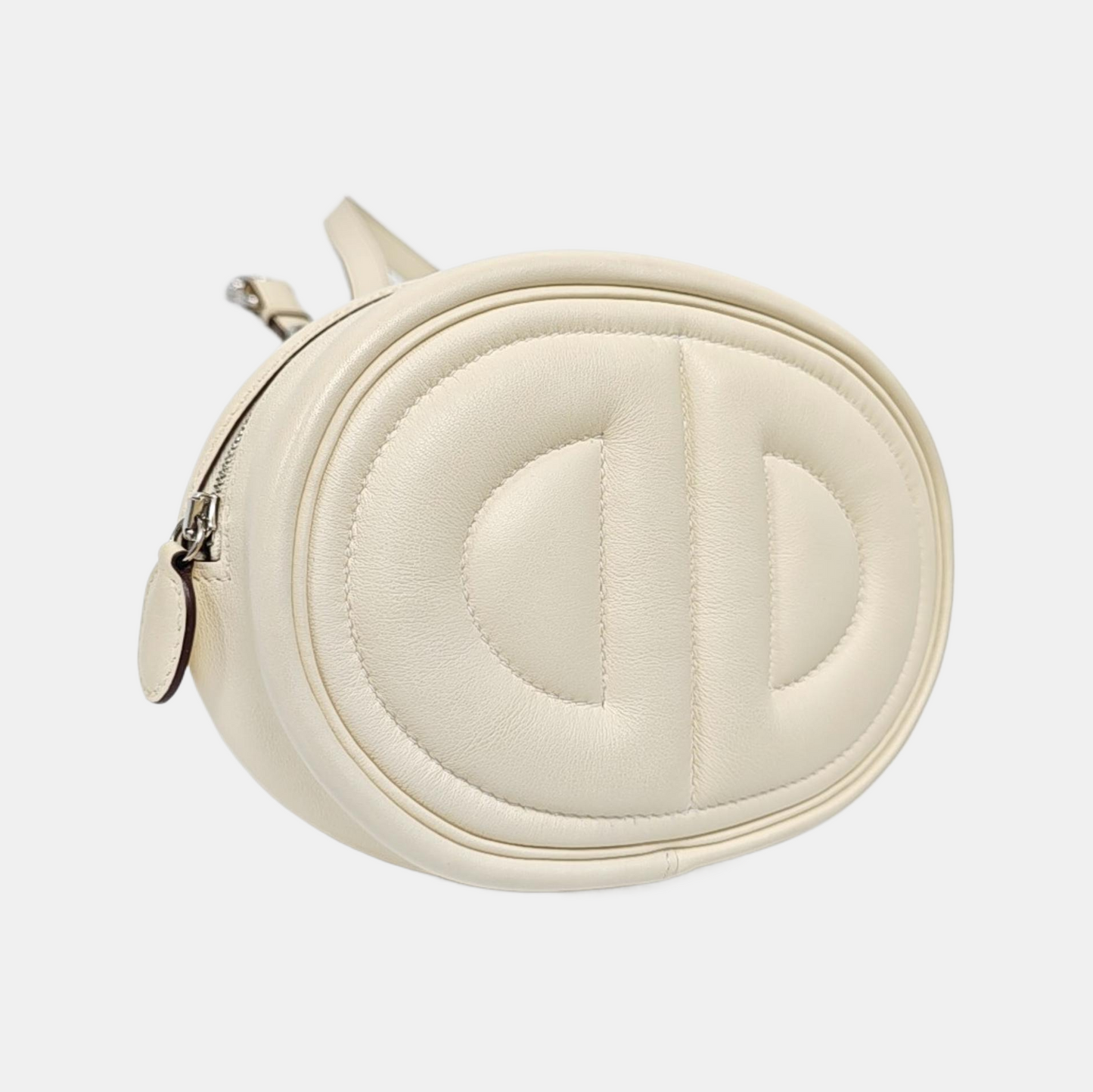 HERMÈS In-The-Loop Cream Swift Leather Quilted Embossed Shoulder Bag with Detachable Strap, Silver Hardware, Z Clasp-(SKU)-968173215