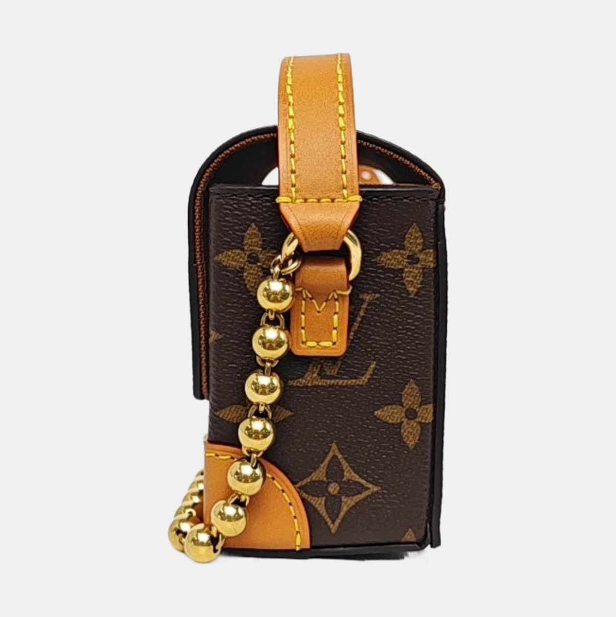 LOUIS VUITTON STEAMER Mini Deep Brown Coated Canvas Monogram Crossbody Shoulder Bag with Golden Hardware-(SKU)-968395266