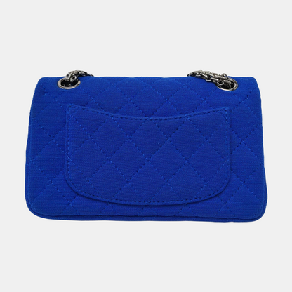 CHANEL 2.55 Blue Fabric Quilted Shoulder Bag and Crossbody with Detachable Strap, Silver Hardware, 17 Compartments-(SKU)-968553866