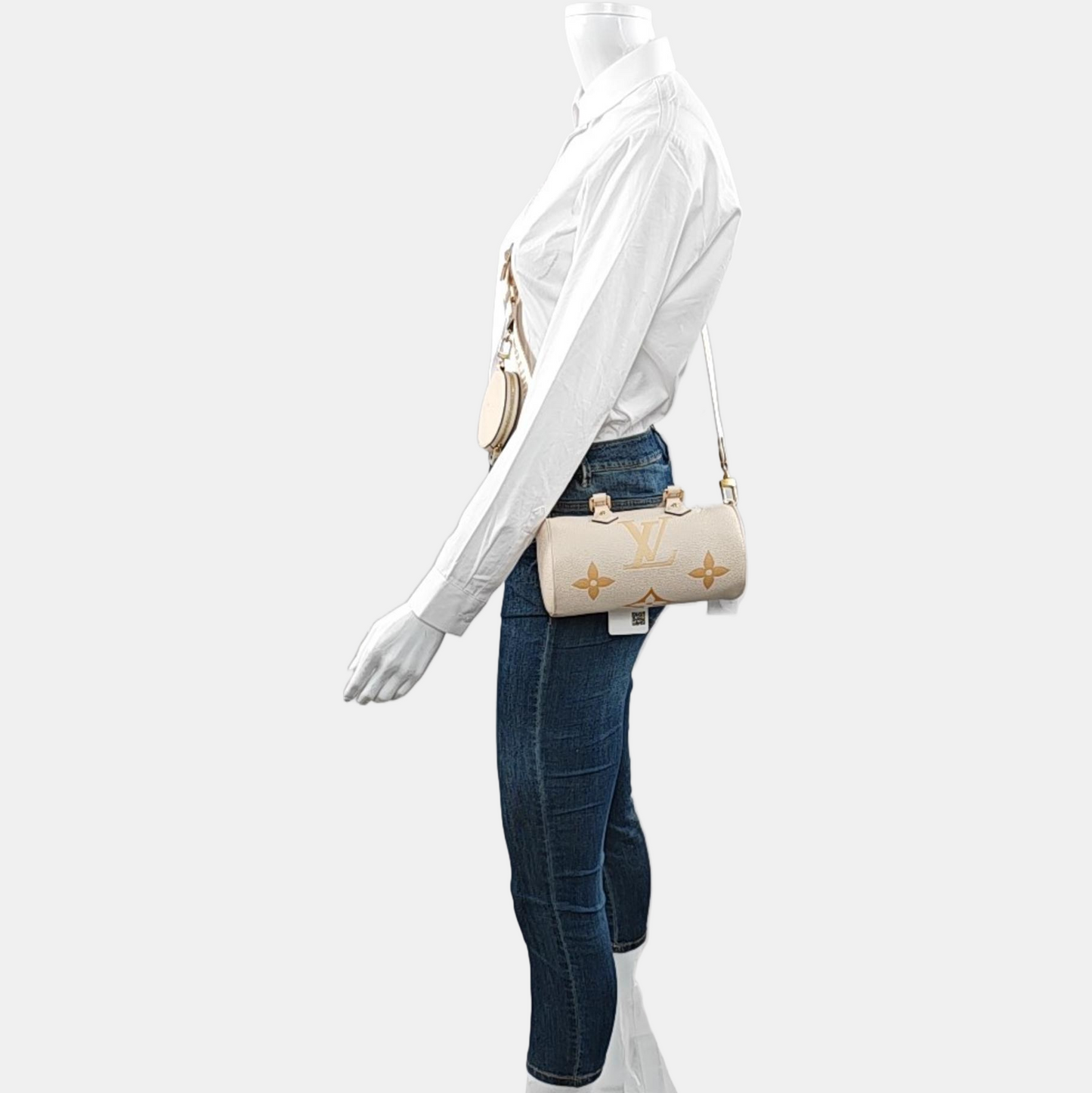 LOUIS VUITTON PAPILLON BB Beige Calfskin Monogram Papillon Single Shoulder Bag Handbag Sling Bag Gold Hardware Removable Strap-(SKU)-968328676