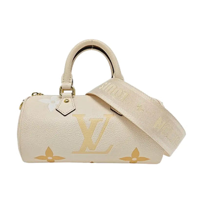 LOUIS VUITTON PAPILLON BB Beige Calfskin Monogram Papillon Single Shoulder Bag Handbag Sling Bag Gold Hardware Removable Strap-(SKU)-968328676