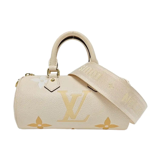 LOUIS VUITTON PAPILLON BB Beige Calfskin Monogram Papillon Single Shoulder Bag Handbag Sling Bag Gold Hardware Removable Strap-(SKU)-968328676