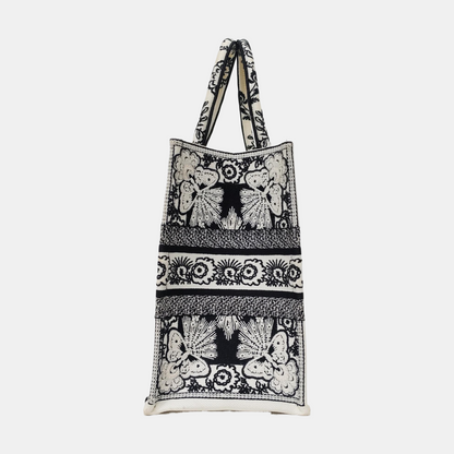 DIOR Book Tote Medium Black Fabric Jacquard Tote Bag-(SKU)-968261752