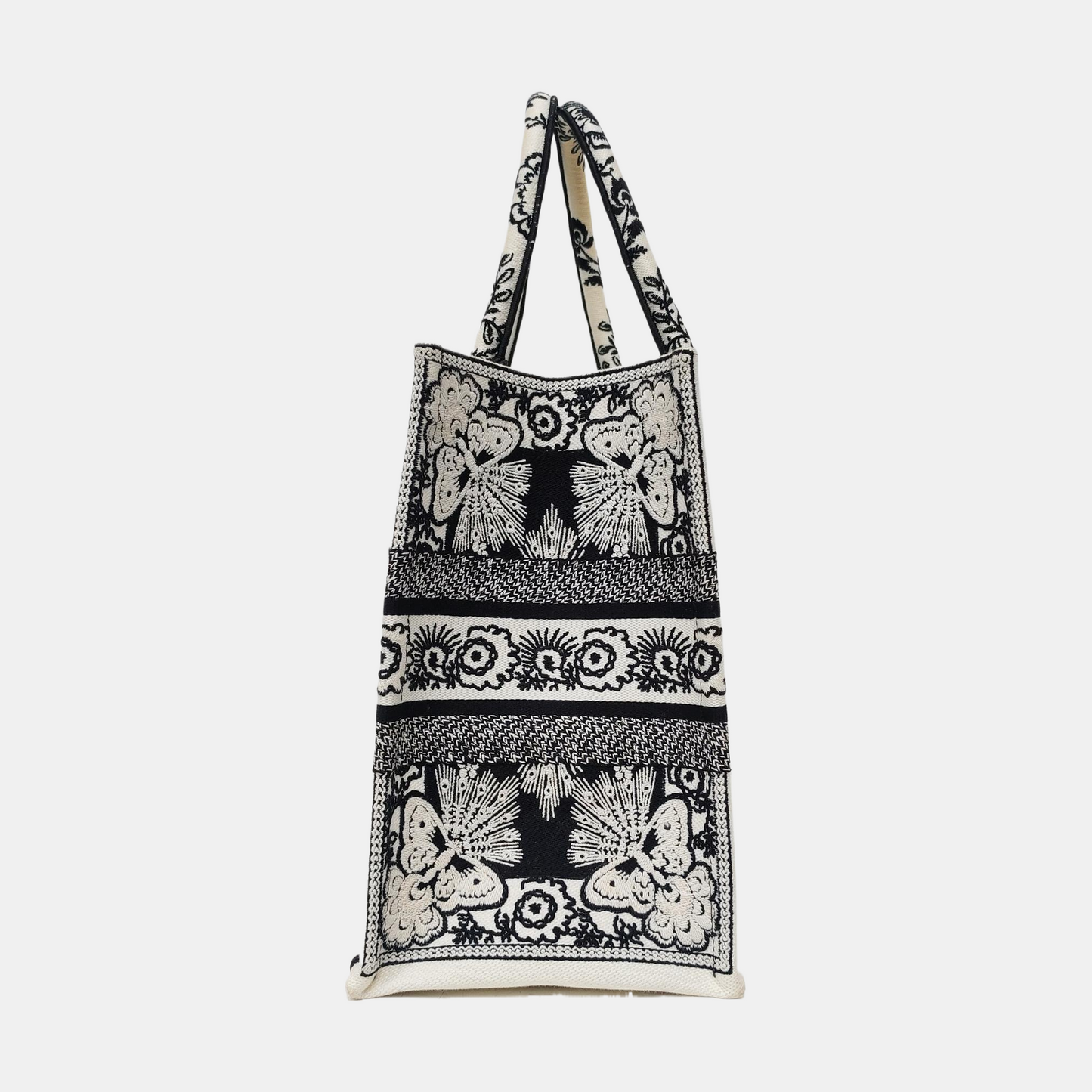 DIOR Book Tote Medium Black Fabric Jacquard Tote Bag-(SKU)-968261752