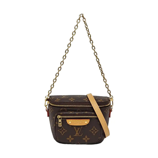 LOUIS VUITTON BUMBAG Mini Brown Coated Canvas Monogram Crossbody Belt Bag Shoulder Bag 2 Detachable Straps-(SKU)-968406235