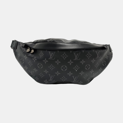 LOUIS VUITTON DISCOVERY Small Black Coated Canvas Vintage Fanny Pack Crossbody Bag Silver Hardware-(SKU)-968423625