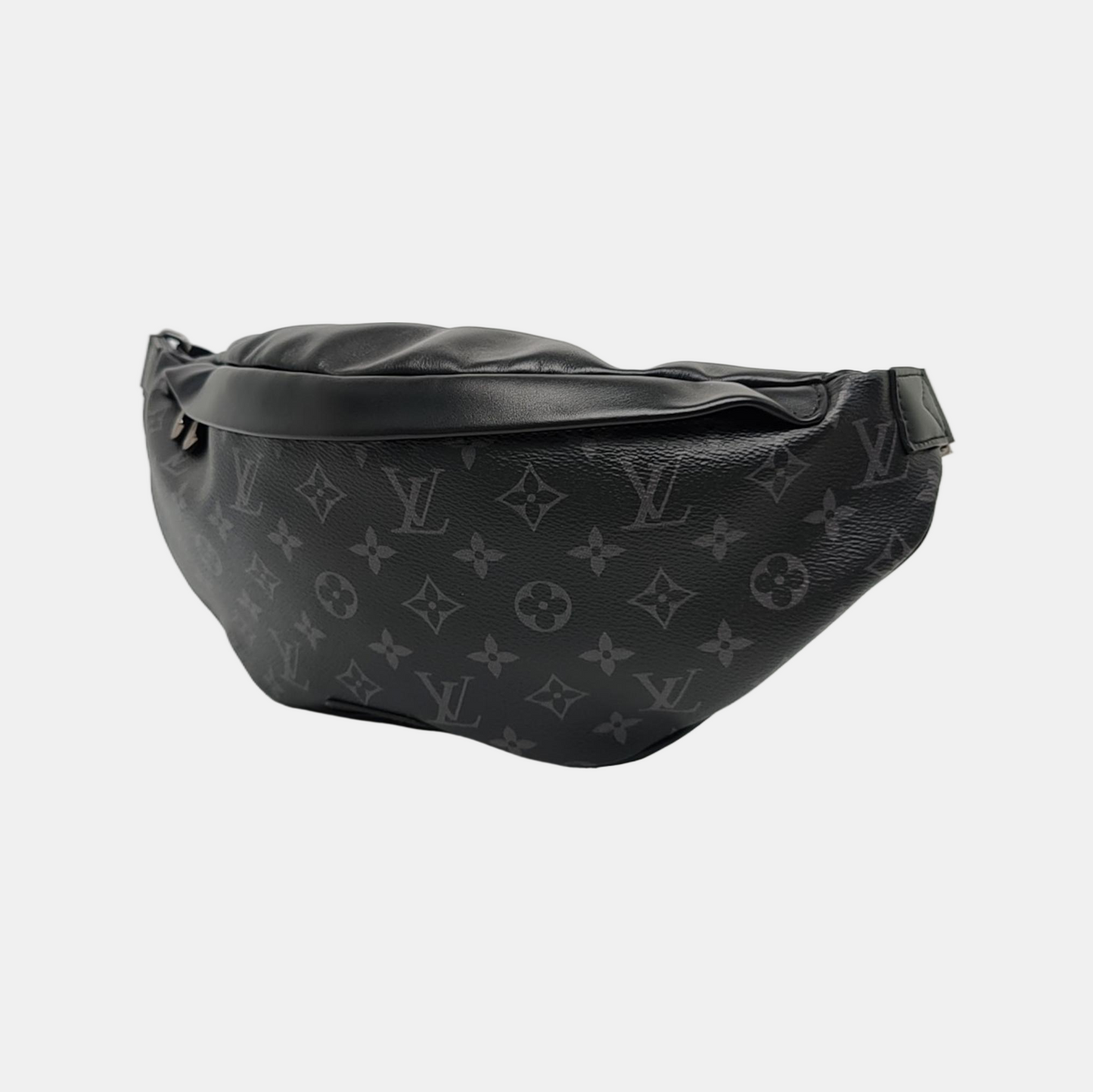 LOUIS VUITTON DISCOVERY Small Black Coated Canvas Vintage Fanny Pack Crossbody Bag Silver Hardware-(SKU)-968423625