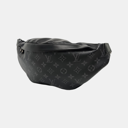 LOUIS VUITTON DISCOVERY Small Black Coated Canvas Vintage Fanny Pack Crossbody Bag Silver Hardware-(SKU)-968423625