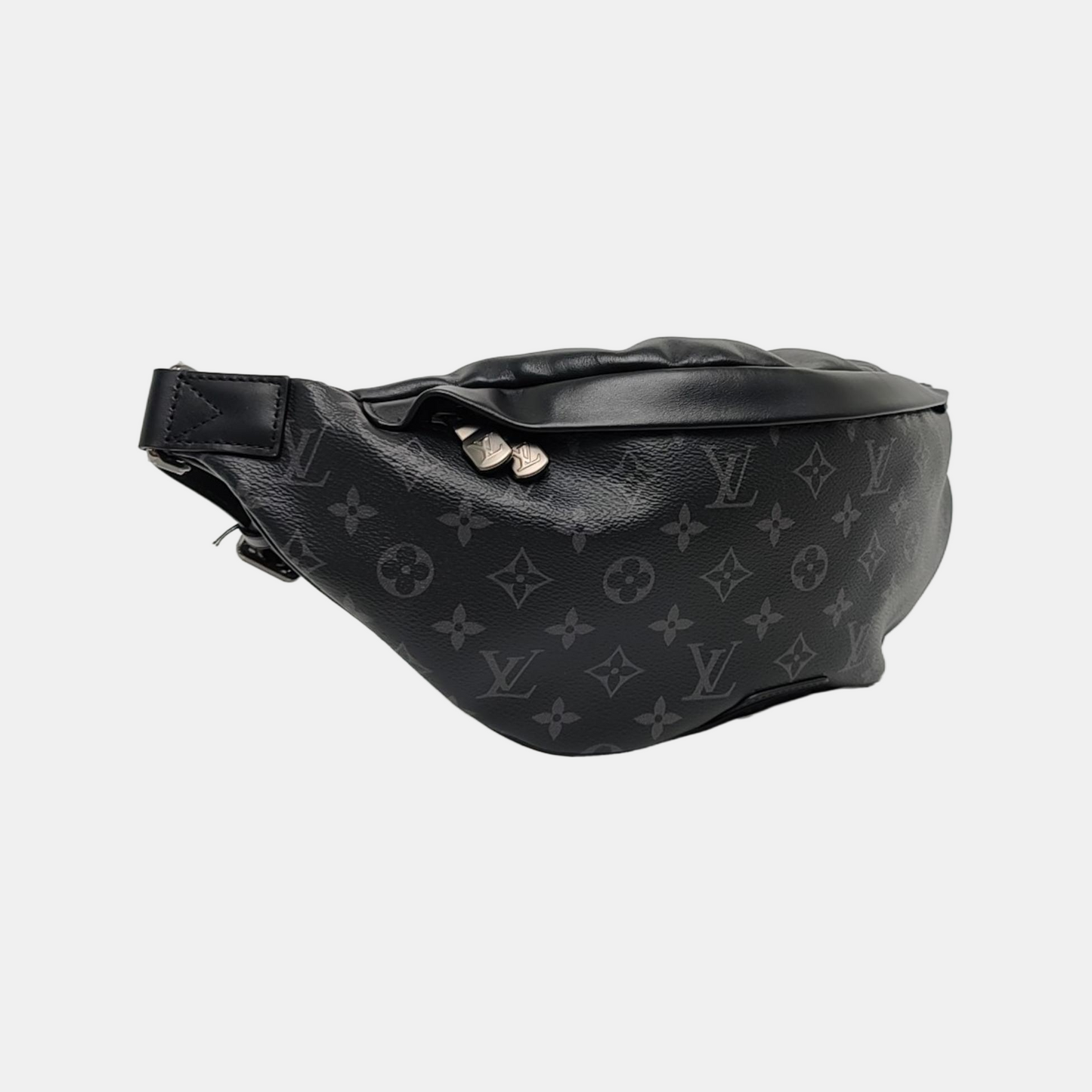 LOUIS VUITTON DISCOVERY Small Black Coated Canvas Vintage Fanny Pack Crossbody Bag Silver Hardware-(SKU)-968423625