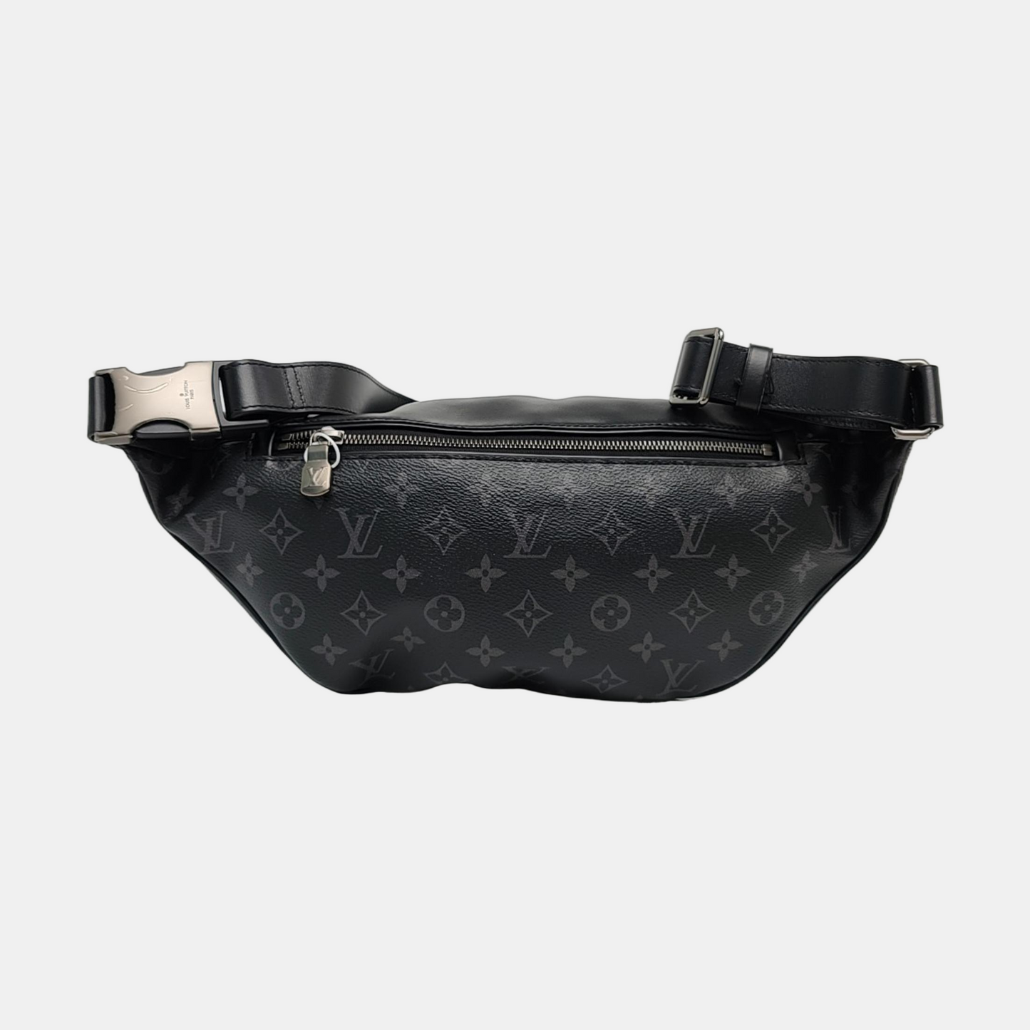 LOUIS VUITTON DISCOVERY Small Black Coated Canvas Vintage Fanny Pack Crossbody Bag Silver Hardware-(SKU)-968423625