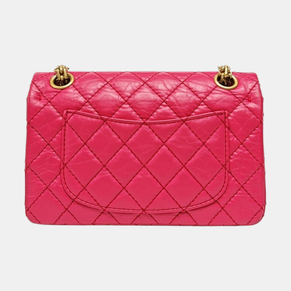 CHANEL 2.55 mini magenta leather quilted diamond pattern crossbody bag shoulder bag gold hardware 30 opening-(SKU)-968192452