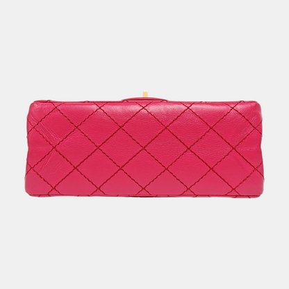 CHANEL 2.55 mini magenta leather quilted diamond pattern crossbody bag shoulder bag gold hardware 30 opening-(SKU)-968192452