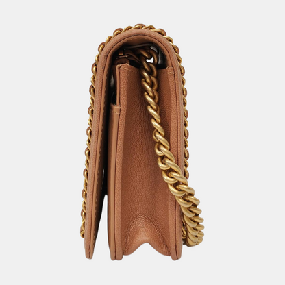 CHANEL BOY CHANEL WOC Brown Calfskin Quilted Crossbody Shoulder Bag with Golden Hardware-(SKU)-968235657