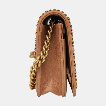 CHANEL BOY CHANEL WOC Brown Calfskin Quilted Crossbody Shoulder Bag with Golden Hardware-(SKU)-968235657