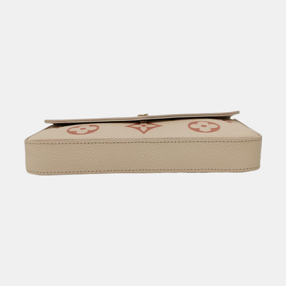 LOUIS VUITTON FÉLICIE Small White Leather Monogram Damier Ebene Crossbody Tote Shoulder Bag Golden Hardware Removable Shoulder Strap with Detachable Pocket-(SKU)-968236375