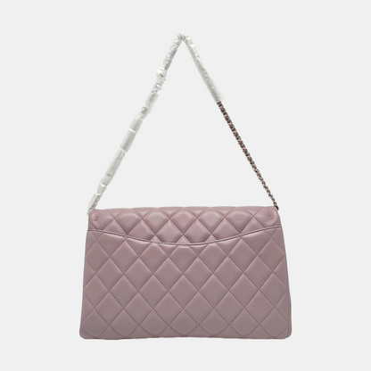 CHANEL CLASSIC FLAP Light Purple Lamb Leather Quilted Shoulder Bag with Removable Strap-(SKU)-968118036