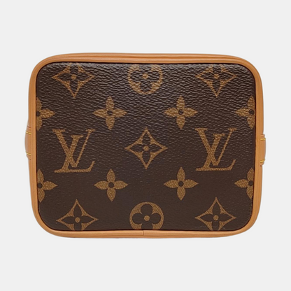 LOUIS VUITTON NOÉ Nano Brown Coated Canvas Monogram Bucket Bag Crossbody Handbag Single Shoulder Bag Removable Strap Gold Hardware 2 Removable Straps-(SKU)-968563744