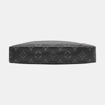 LOUIS VUITTON TRIO Gray Coated Canvas Monogram Messenger Bag Black Samurai Crossbody Bag Shoulder Bag Silver Hardware Pockets Removable Strap-(SKU)-968551162