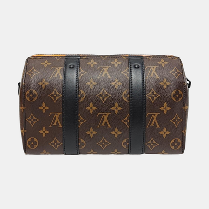 LOUIS VUITTON KEEPALL Brown Coated Canvas Monogram Boston Bag with Detachable Strap-(SKU)-968731490