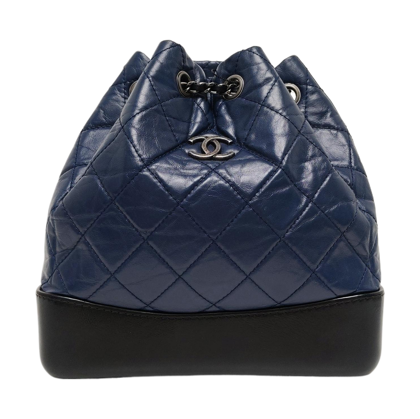 CHANEL GABRIELLE Small Dark Blue Calfskin Quilted Bag Backpack with Mixed Hardware 26 Compartments-(SKU)-968115446