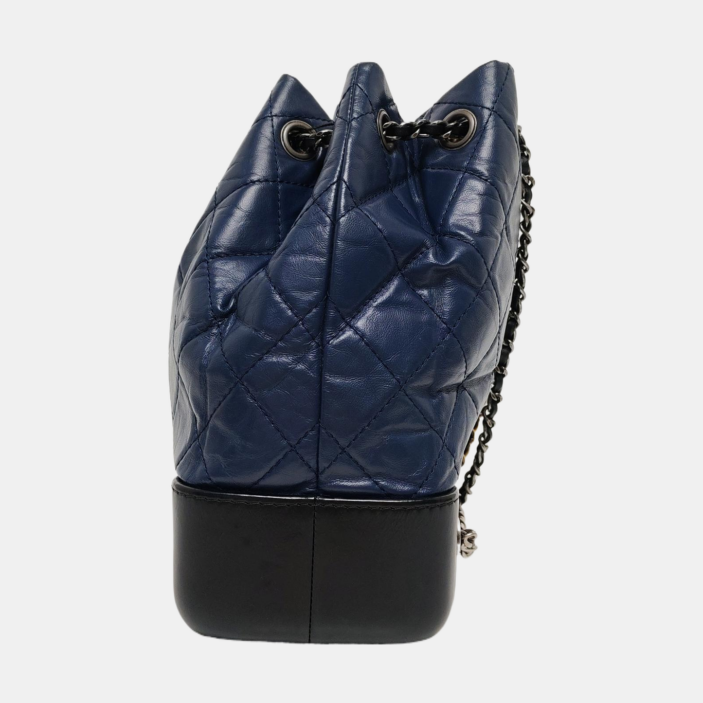 CHANEL GABRIELLE Small Dark Blue Calfskin Quilted Bag Backpack with Mixed Hardware 26 Compartments-(SKU)-968115446