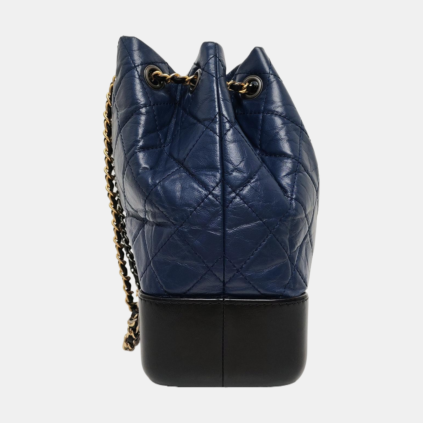 CHANEL GABRIELLE Small Dark Blue Calfskin Quilted Bag Backpack with Mixed Hardware 26 Compartments-(SKU)-968115446