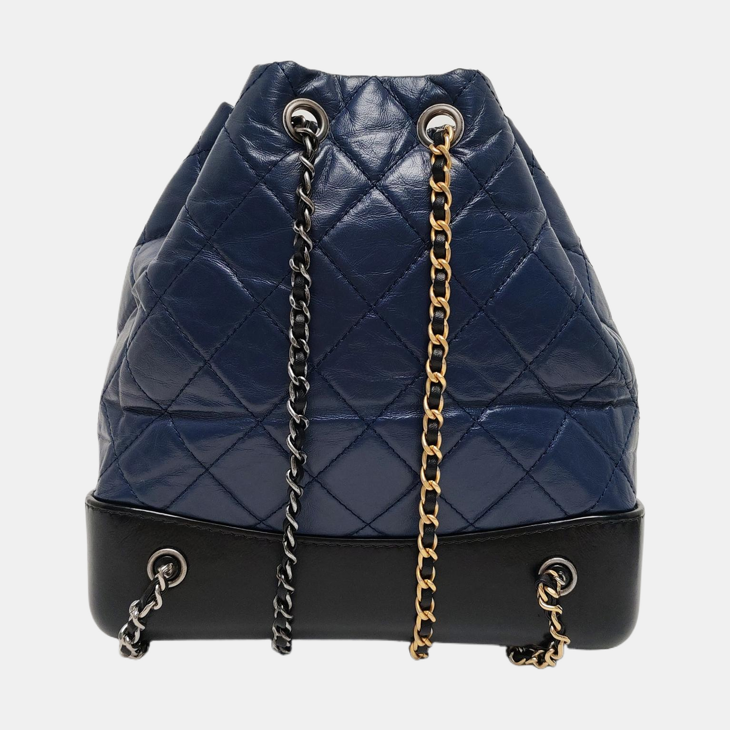 CHANEL GABRIELLE Small Dark Blue Calfskin Quilted Bag Backpack with Mixed Hardware 26 Compartments-(SKU)-968115446