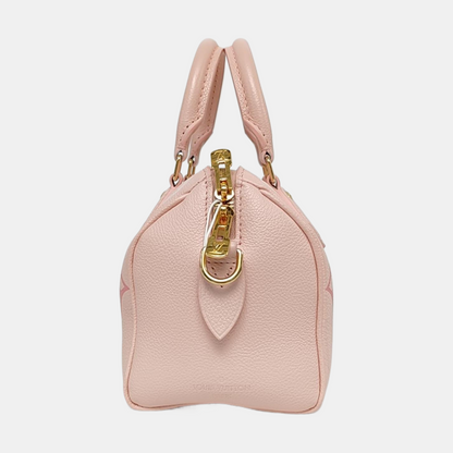 LOUIS VUITTON SPEEDY 20 Pink Calfskin Monogram Boston Bag Single Shoulder Bag Handbag Crossbody Bag Detachable Strap-(SKU)-968552559