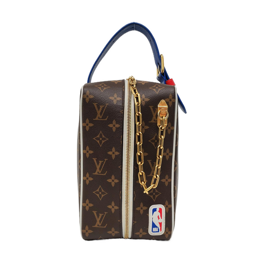 LOUIS VUITTON CLOAKROOM DOPP KIT Brown Coated Canvas Monogram Travel Bag Golden Hardware-(SKU)-968510986