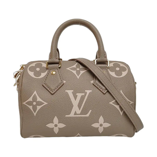 LOUIS VUITTON SPEEDY 20 Elephant Grey Calfskin Monogram Boston Bag Crossbody Shoulder Bag Handbag Golden Hardware Removable Strap-(SKU)-968561259