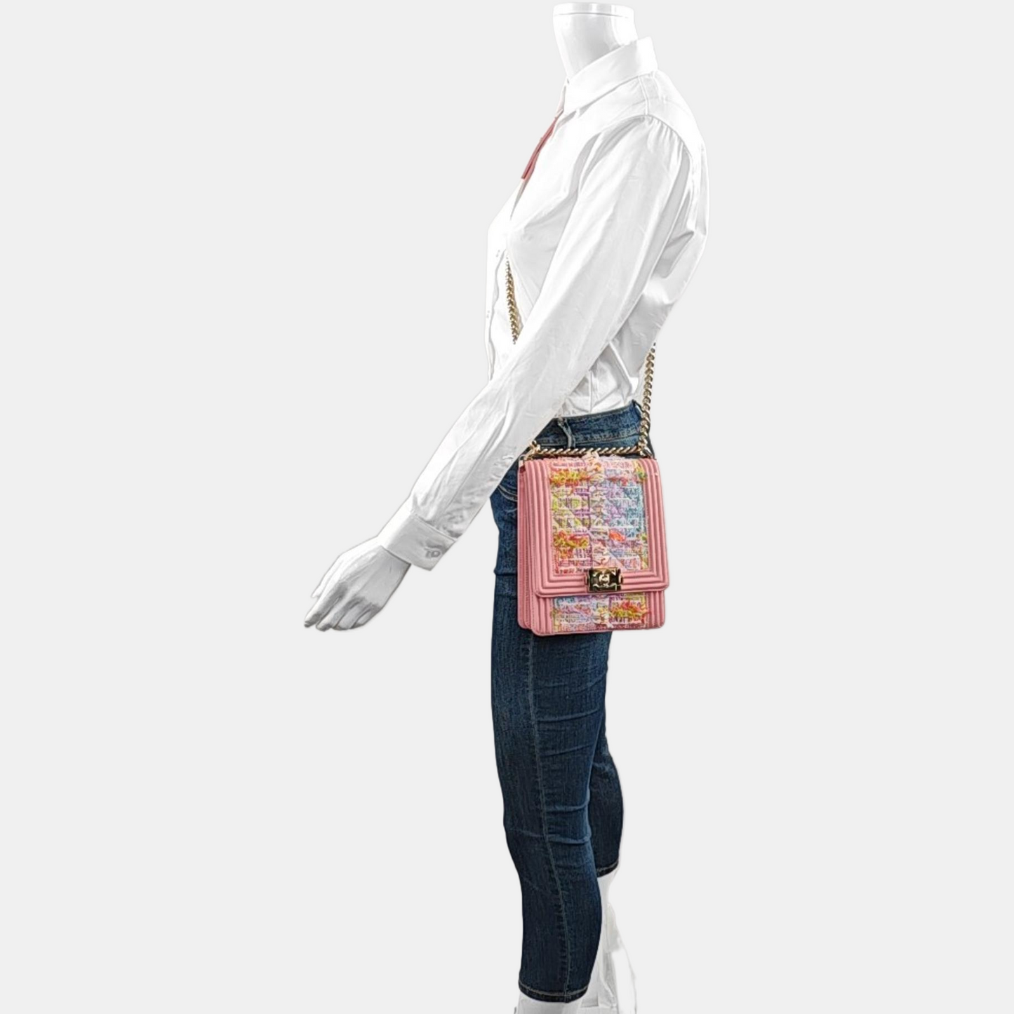 CHANEL BOY CHANEL Pink Tweed Quilted Crossbody Shoulder Bag with Golden Hardware, 27K, Detachable Strap-(SKU)-968690690