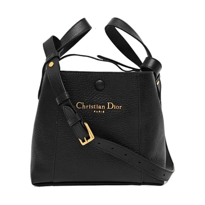 DIOR CD Signature Small Black Leather Crossbody Bag with Gold Hardware and Removable Strap-(SKU)-968313173