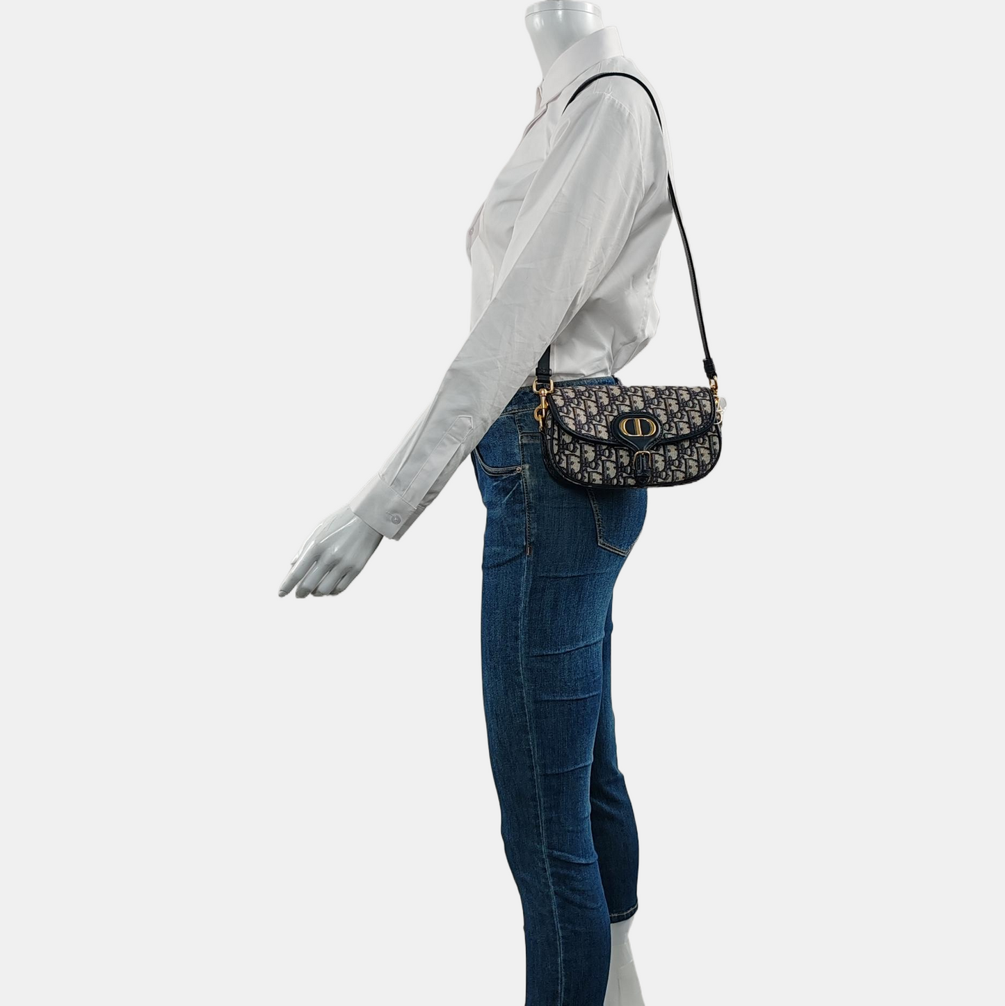 DIOR Bobby East-West Beige Canvas Monogram Embossed Shoulder Bag Crossbody Bag with Detachable Strap-(SKU)-968716011