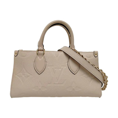 LOUIS VUITTON ONTHEGO EAST WEST Beige Cowhide Monogram Empreinte Jungle Bag Crossbody Shoulder Bag Tote Bag with Gold Hardware 2 Removable Shoulder Straps-(SKU)-968719950