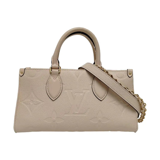 LOUIS VUITTON ONTHEGO EAST WEST Beige Cowhide Monogram Empreinte Jungle Bag Crossbody Shoulder Bag Tote Bag with Gold Hardware 2 Removable Shoulder Straps-(SKU)-968719950