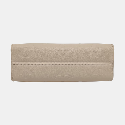 LOUIS VUITTON ONTHEGO EAST WEST Beige Cowhide Monogram Empreinte Jungle Bag Crossbody Shoulder Bag Tote Bag with Gold Hardware 2 Removable Shoulder Straps-(SKU)-968719950