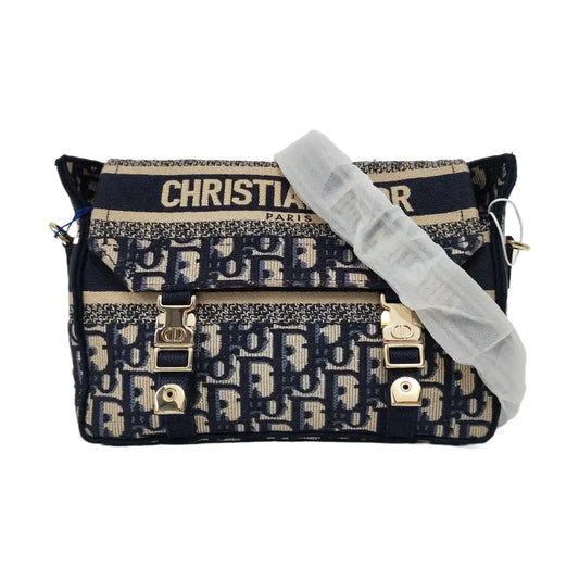 DIOR Diorcamp small size deep blue canvas with Monogram embossed pattern shoulder bag, crossbody bag, handbag with gold hardware and detachable strap-(SKU)-968891802