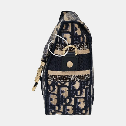 DIOR Diorcamp small size deep blue canvas with Monogram embossed pattern shoulder bag, crossbody bag, handbag with gold hardware and detachable strap-(SKU)-968891802