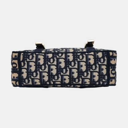 DIOR Diorcamp small size deep blue canvas with Monogram embossed pattern shoulder bag, crossbody bag, handbag with gold hardware and detachable strap-(SKU)-968891802