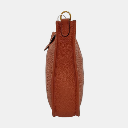 HERMÈS Evelyne TPM Pumpkin Color Clemence Leather Cutout Evelyne Shoulder Bag Golden Hardware U Engraved Removable Shoulder Strap Complete Accessories-(SKU)-968679706