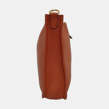 HERMÈS Evelyne TPM Pumpkin Color Clemence Leather Cutout Evelyne Shoulder Bag Golden Hardware U Engraved Removable Shoulder Strap Complete Accessories-(SKU)-968679706