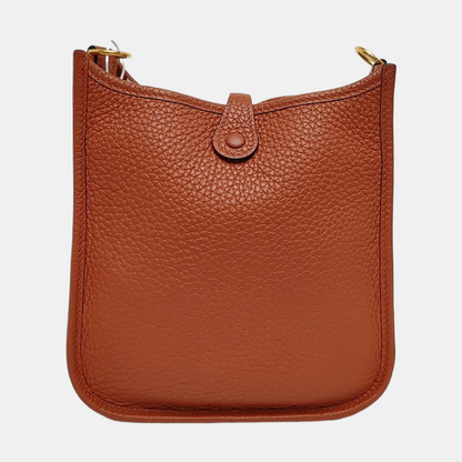 HERMÈS Evelyne TPM Pumpkin Color Clemence Leather Cutout Evelyne Shoulder Bag Golden Hardware U Engraved Removable Shoulder Strap Complete Accessories-(SKU)-968679706