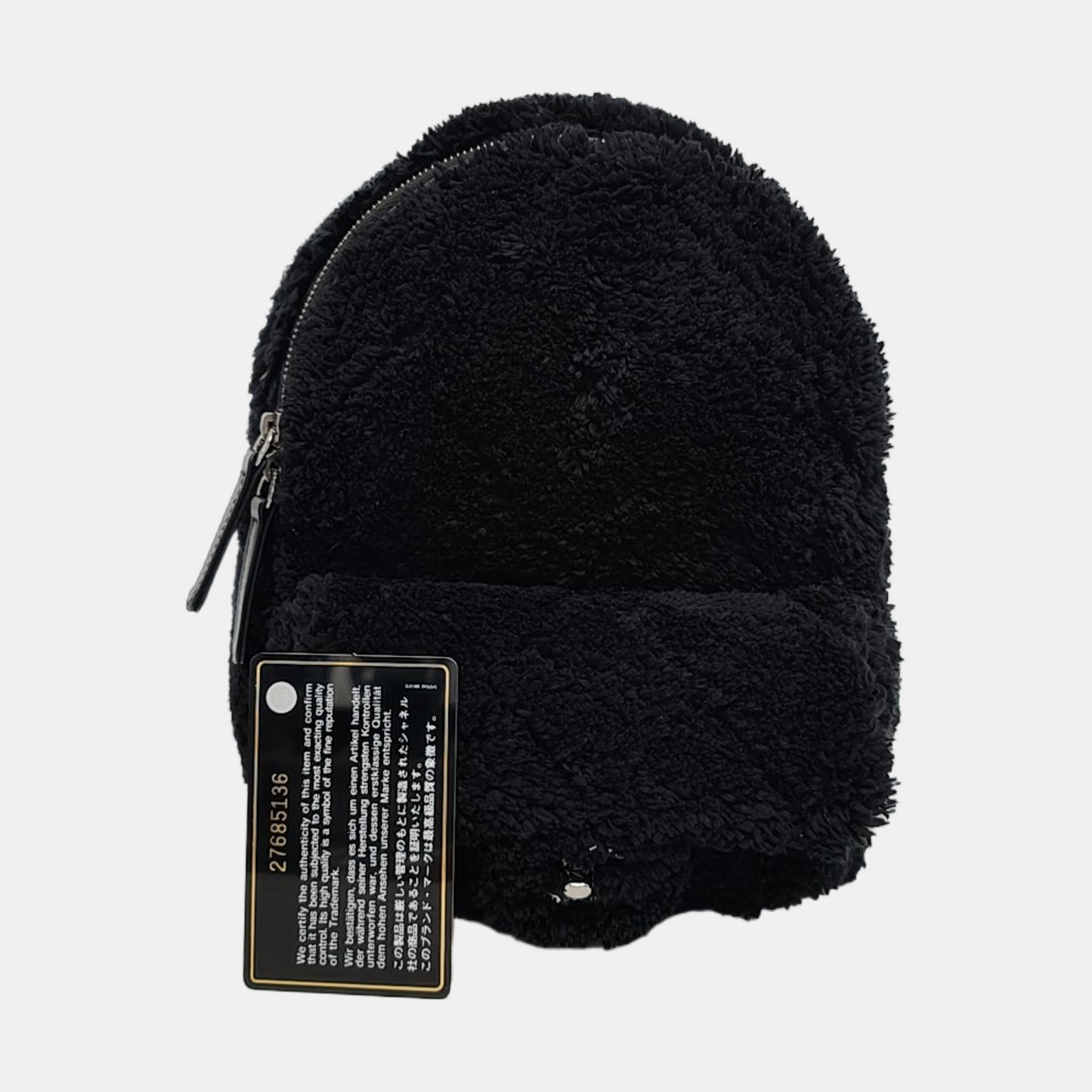 CHANEL CC POCKET Mini Black Fabric Backpack with Silver Hardware, 27 Clasps-(SKU)-968651019