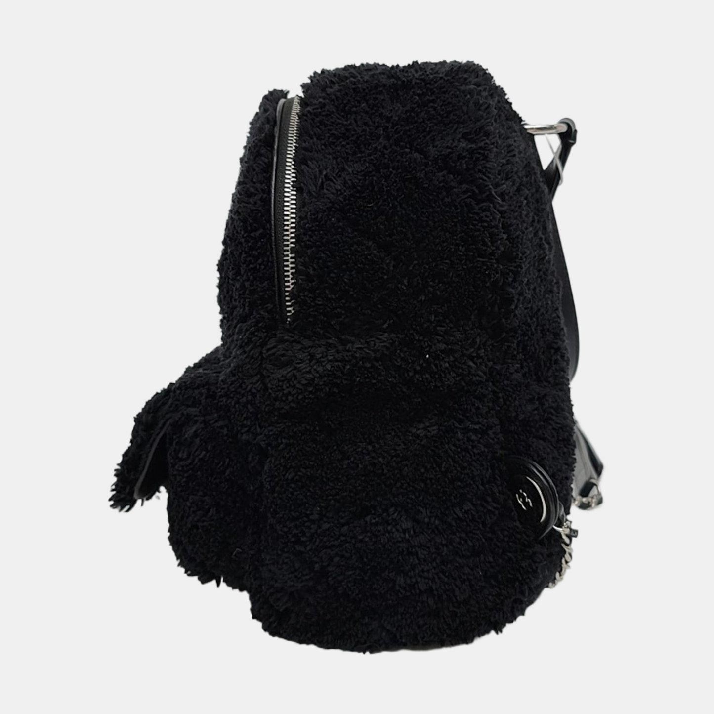 CHANEL CC POCKET Mini Black Fabric Backpack with Silver Hardware, 27 Clasps-(SKU)-968651019