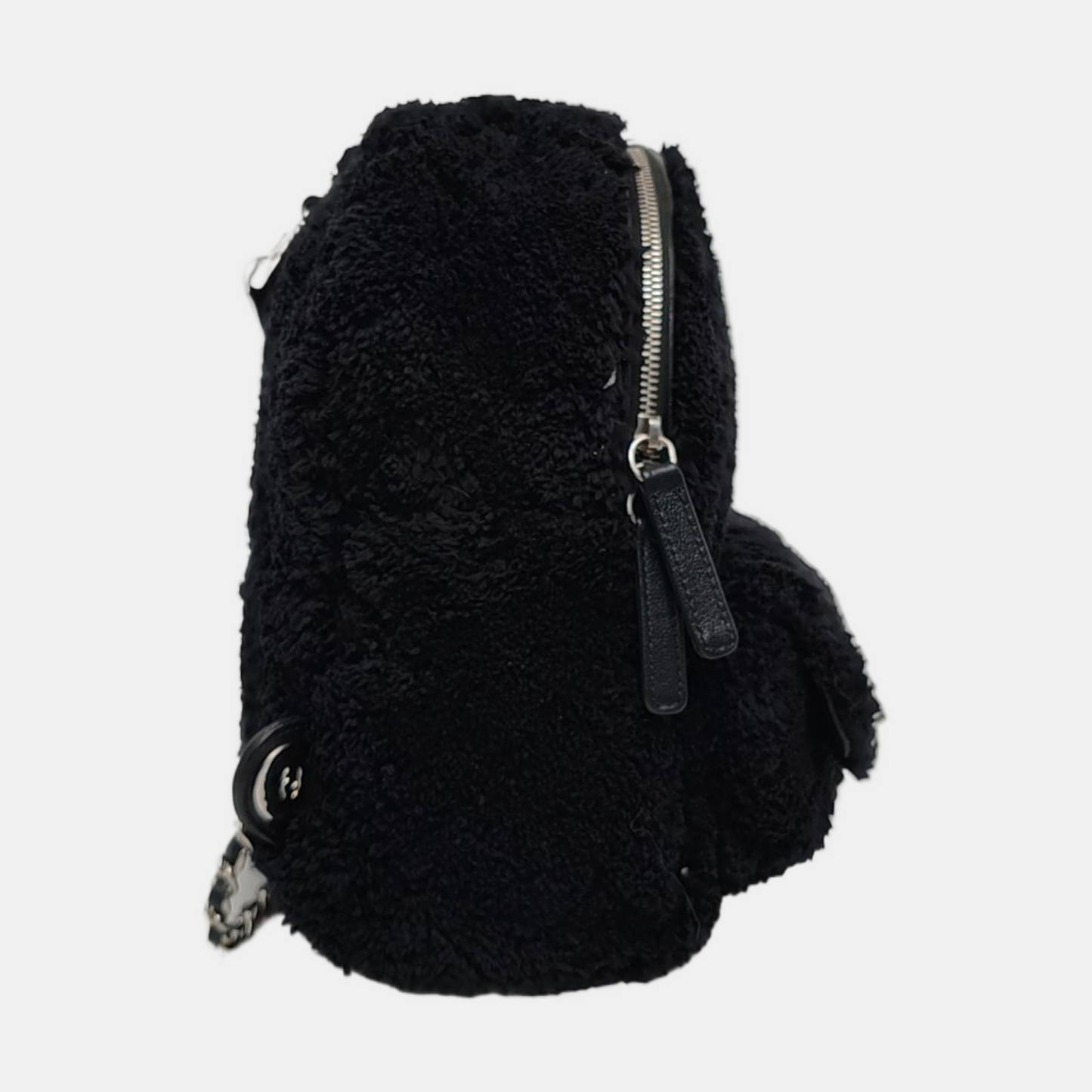 CHANEL CC POCKET Mini Black Fabric Backpack with Silver Hardware, 27 Clasps-(SKU)-968651019