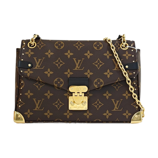 LOUIS VUITTON TRUNKIE Brown Coated Canvas Monogram Studs Crossbody Shoulder Bag with Gold Hardware-(SKU)-968485400