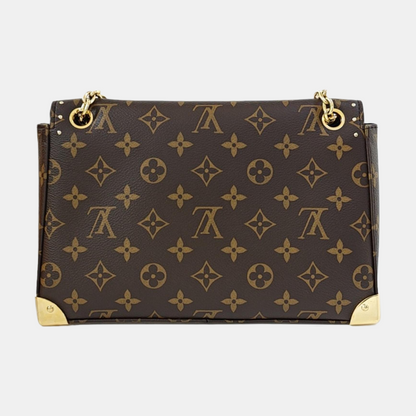 LOUIS VUITTON TRUNKIE Brown Coated Canvas Monogram Studs Crossbody Shoulder Bag with Gold Hardware-(SKU)-968485400