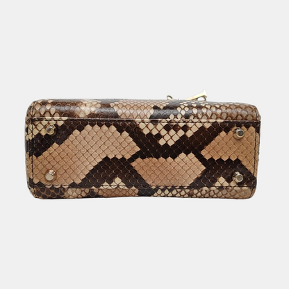 DIOR Lady Dior Mini Rose Gold Snake Skin Diana Bag Shoulder Bag Tote Bag Crossbody Bag Golden Hardware Removable Strap-(SKU)-968868076