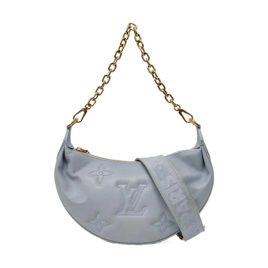 LOUIS VUITTON OVER THE MOON Small Size Blue Leather Monogram Embossed Dumpling Bag Shoulder Bag Crossbody Bag Handbag Detachable Strap Golden Hardware-(SKU)-968608135